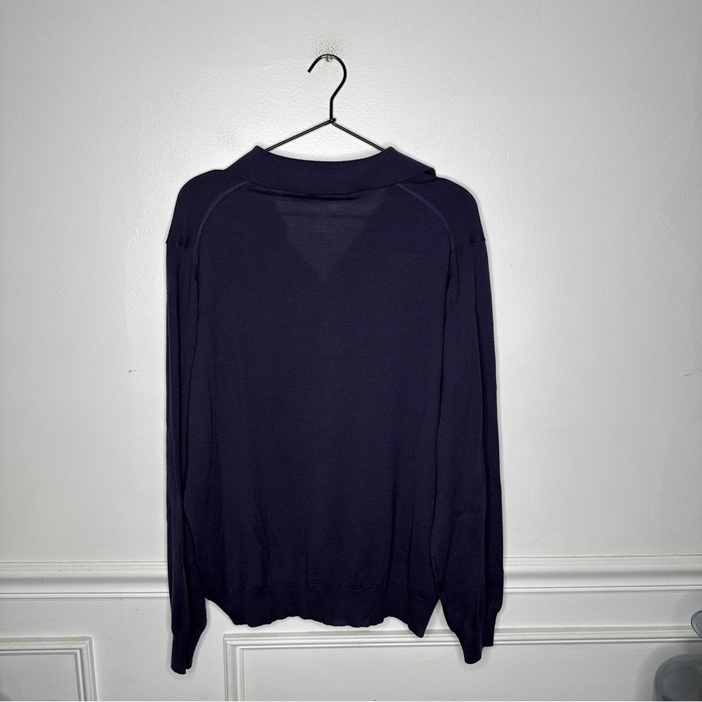 Malo Basic 100% Wool Collared Polo Lightweight Navy Blue Sweater Made in Italy - Picture 9 of 9